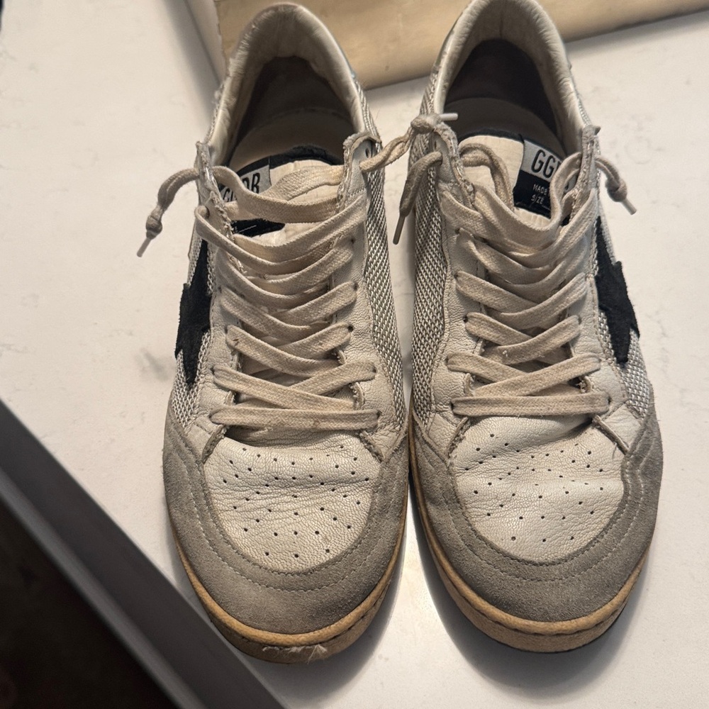 Golden Goose White and Black Sneakers